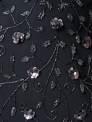 Adrianna Papell Blue Petite Bead Mesh Godet Long Dress - Image 3 of 6