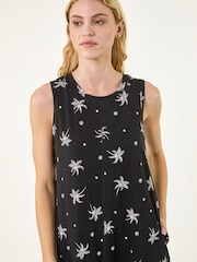 Roman Black Palm Print Midi Dress - Image 4 of 5