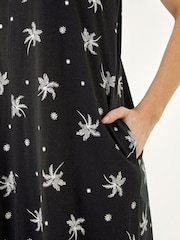Roman Black Palm Print Midi Dress - Image 5 of 5