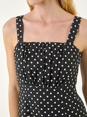 Roman Black Polka Dot Strappy Dress - Image 5 of 5
