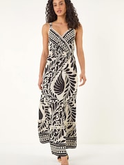 Roman Black Abstract Twist Maxi Dress - Image 1 of 5