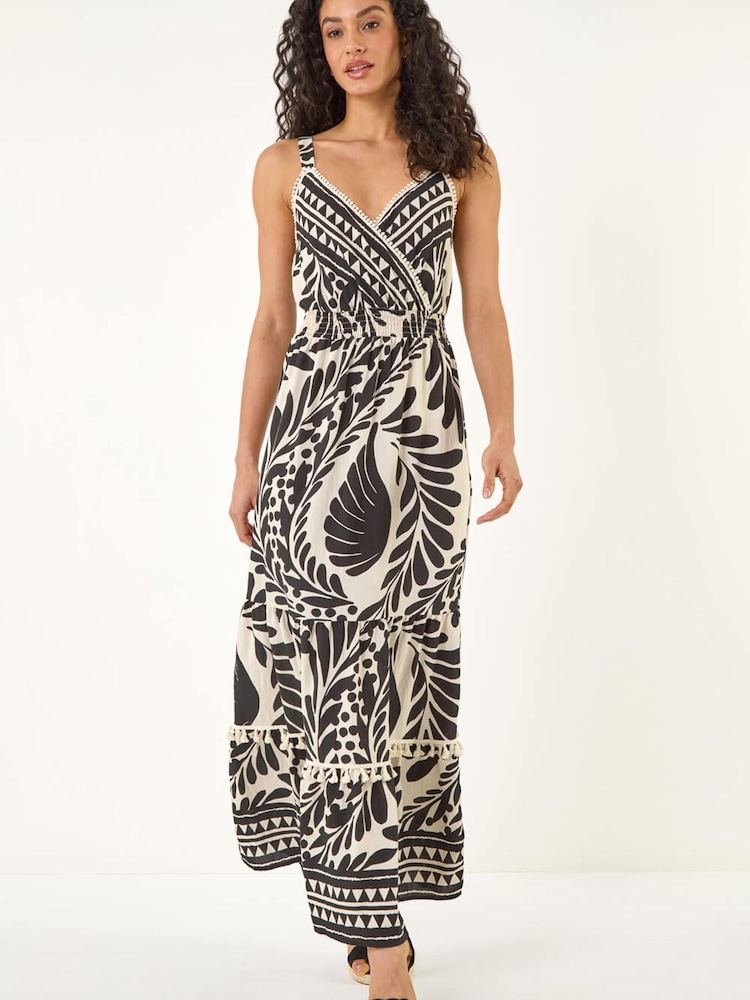 Roman Black Abstract Twist Maxi Dress - Image 1 of 5
