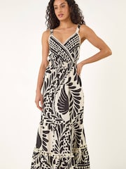 Roman Black Abstract Twist Maxi Dress - Image 3 of 5