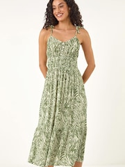 Roman Green Abstract Strappy Midi Dress - Image 2 of 5