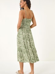 Roman Green Abstract Strappy Midi Dress - Image 3 of 5