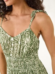 Roman Green Abstract Strappy Midi Dress - Image 5 of 5