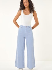 Roman Blue Stripe Wide Leg Denim Trousers - Image 2 of 5