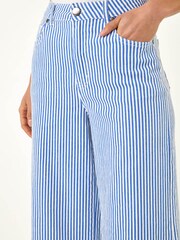 Roman Blue Stripe Wide Leg Denim Trousers - Image 5 of 5