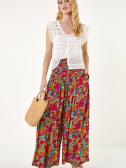 Roman Red Abstract Palazzo Trousers - Image 2 of 3