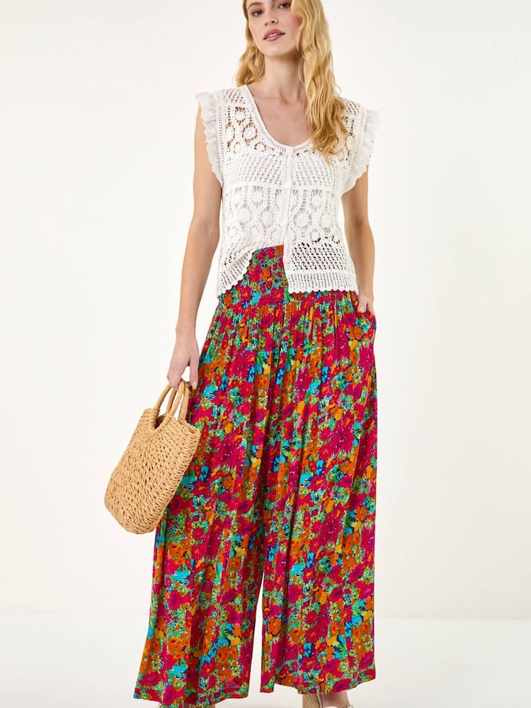 Roman Red Abstract Palazzo Trousers - Image 2 of 3 Roman Red Abstract Palazzo Trousers - Image 2 of 3
