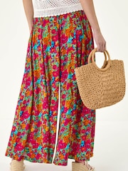 Roman Red Abstract Palazzo Trousers - Image 3 of 3