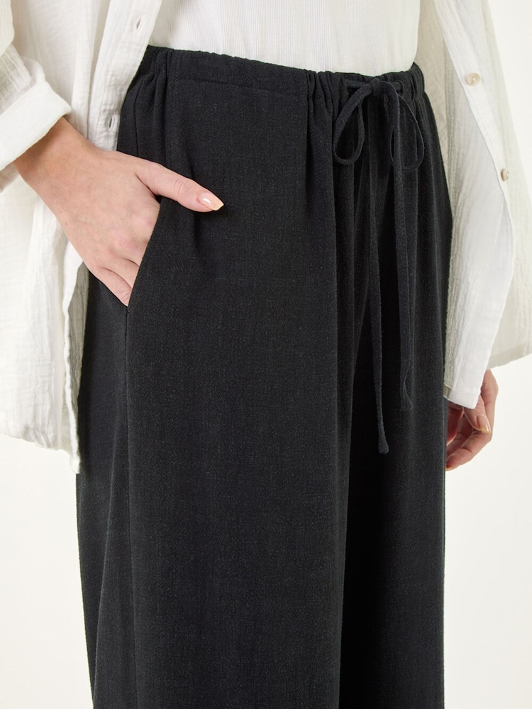 Roman Black Linen Blend Wide Leg Trousers - Image 5 of 5 Roman Black Linen Blend Wide Leg Trousers - Image 5 of 5