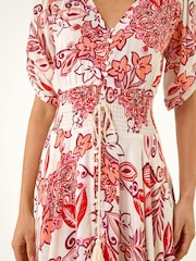 Roman Red Boho Floral Print V-Neck Maxi Dress - Image 5 of 5