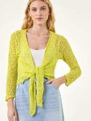 Roman Green Waterfall Popcorn Knitted Cardigan - Image 1 of 5