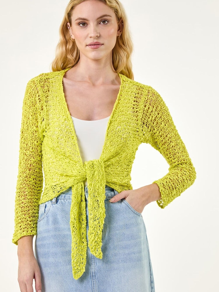 Roman Green Waterfall Popcorn Knitted Cardigan - Image 1 of 5