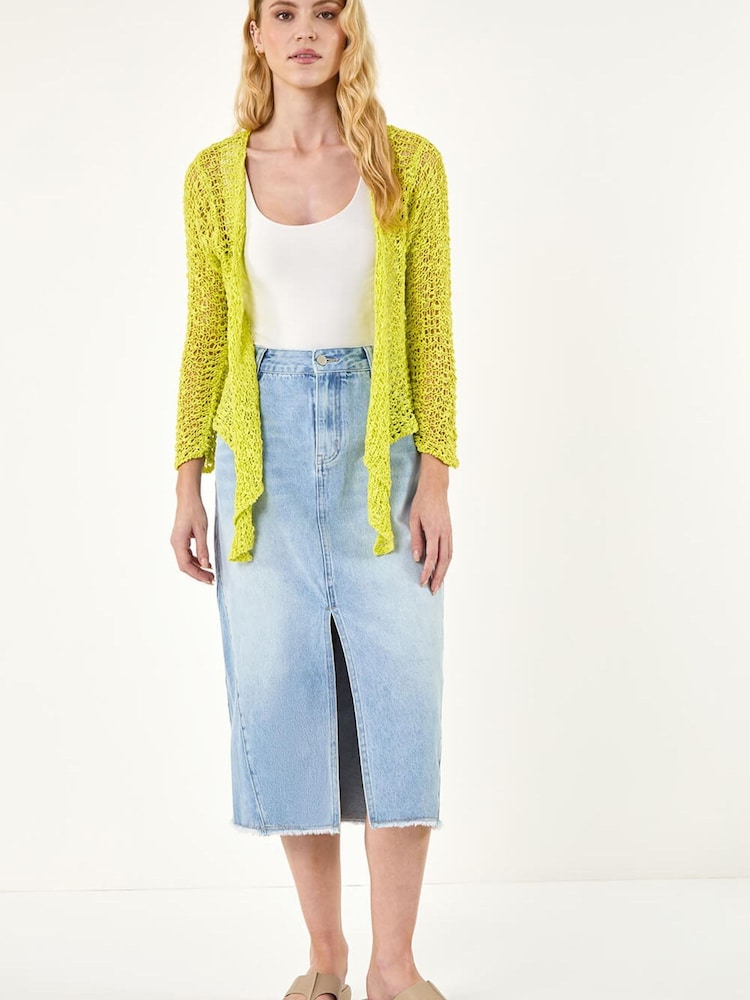 Roman Green Waterfall Popcorn Knitted Cardigan - Image 2 of 5