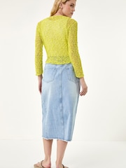 Roman Green Waterfall Popcorn Knitted Cardigan - Image 3 of 5