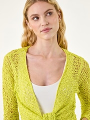 Roman Green Waterfall Popcorn Knitted Cardigan - Image 4 of 5