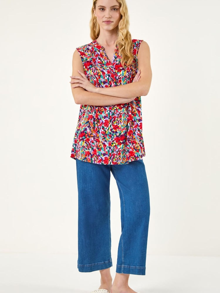 Roman Floral Pintuck Vest Top - תמונה 2 מתוך 5 Roman Floral Pintuck Vest Top - תמונה 2 מתוך 5