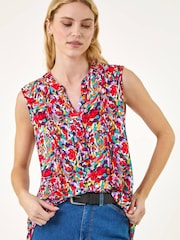 Roman Floral Pintuck Vest Top - תמונה 4 מתוך 5