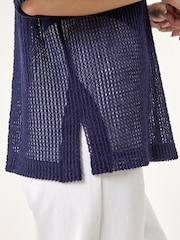 Roman Blue Oversized Textured Stretch Top - Image 6 of 6
