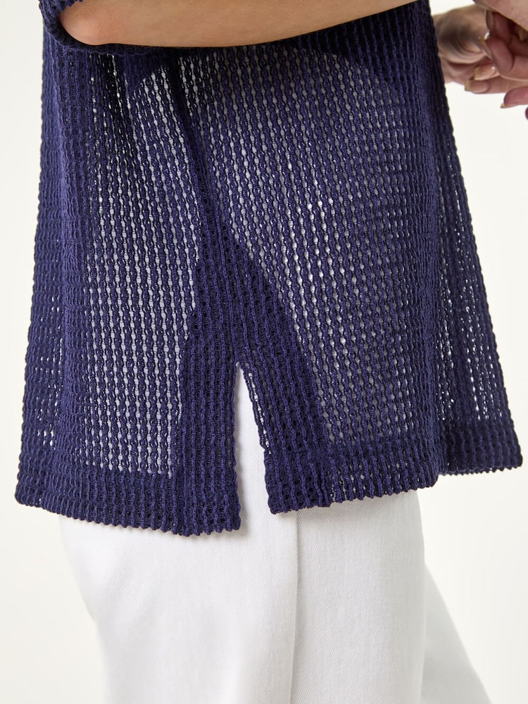 Roman Blue Oversized Textured Stretch Top - Image 6 of 6 Roman Blue Oversized Textured Stretch Top - Image 6 of 6