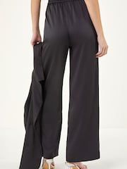 Roman Black Textured Wide Leg Trousers - Image 3 of 5
