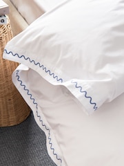 Christy Blue Wave Embroidered Duvet Cover & Pillowcase Set - Image 3 of 5
