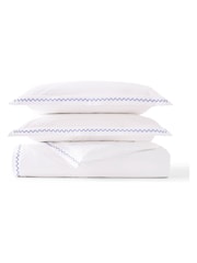 Christy Blue Wave Embroidered Duvet Cover & Pillowcase Set - Image 5 of 5
