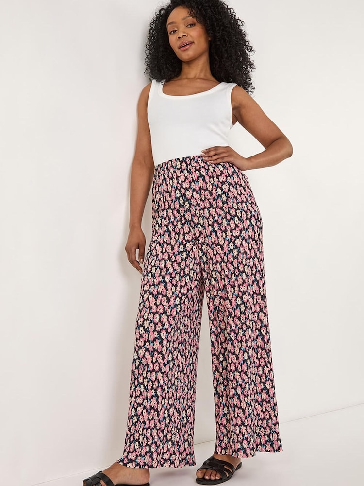 Roman Pink Petite Floral Crinkle Trousers - Image 1 of 5