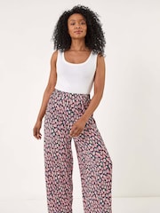 Roman Pink Petite Floral Crinkle Trousers - Image 2 of 5