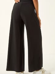 Roman Black Wide Leg Stretch Trousers - Image 4 of 5