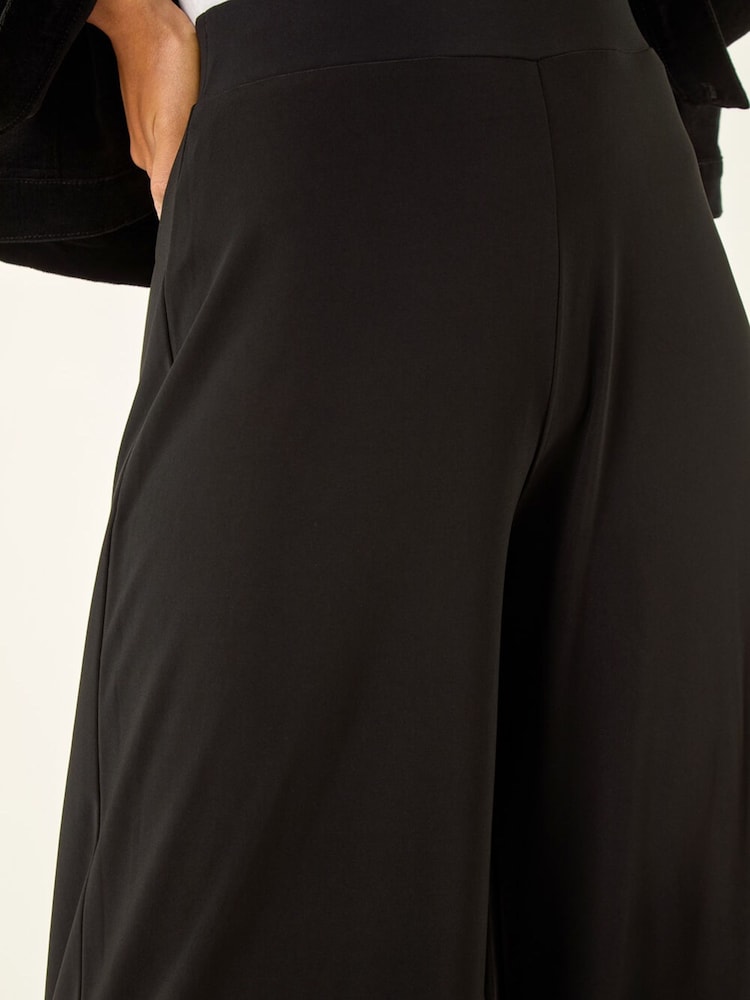 Roman Black Wide Leg Stretch Trousers - Image 5 of 5
