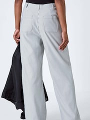 Roman Black Stripe Wide Leg Stretch Trousers - Image 4 of 5