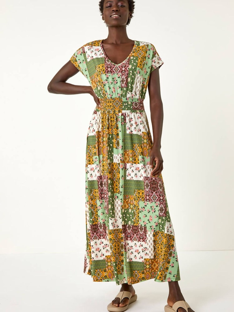 فستان ماكسي بتصميم مُجمع ومزين برقع من Roman - Image 1 of 5