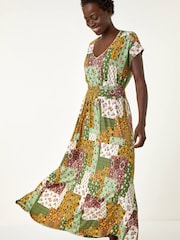 فستان ماكسي بتصميم مُجمع ومزين برقع من Roman - Image 4 of 5