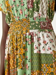 Roman Green Patchwork Shirred Maxi Dress - Image 6 of 6