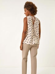 Roman Natural Spot Print Tie Detail Vest Top - Image 3 of 5