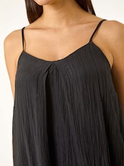 Roman Black Textured Pleat Midi Dress - Image 5 of 5