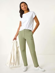 Roman Green Plain Cotton Chino Trousers - Image 2 of 5