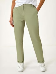 Roman Green Plain Cotton Chino Trousers - Image 4 of 5