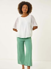 Roman White Mesh Bubble Hem Top - Image 2 of 5