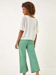 Roman White Mesh Bubble Hem Top - Image 3 of 5