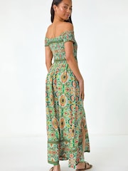 Roman Green Petite Abstract Bardot Midi Dress - Image 2 of 5