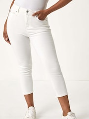 Roman White Petite Slim Crop Stretch Denim Trousers - Image 4 of 5