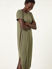Roman Green Ribbed Stretch Midi Dress - Image 4 of 5