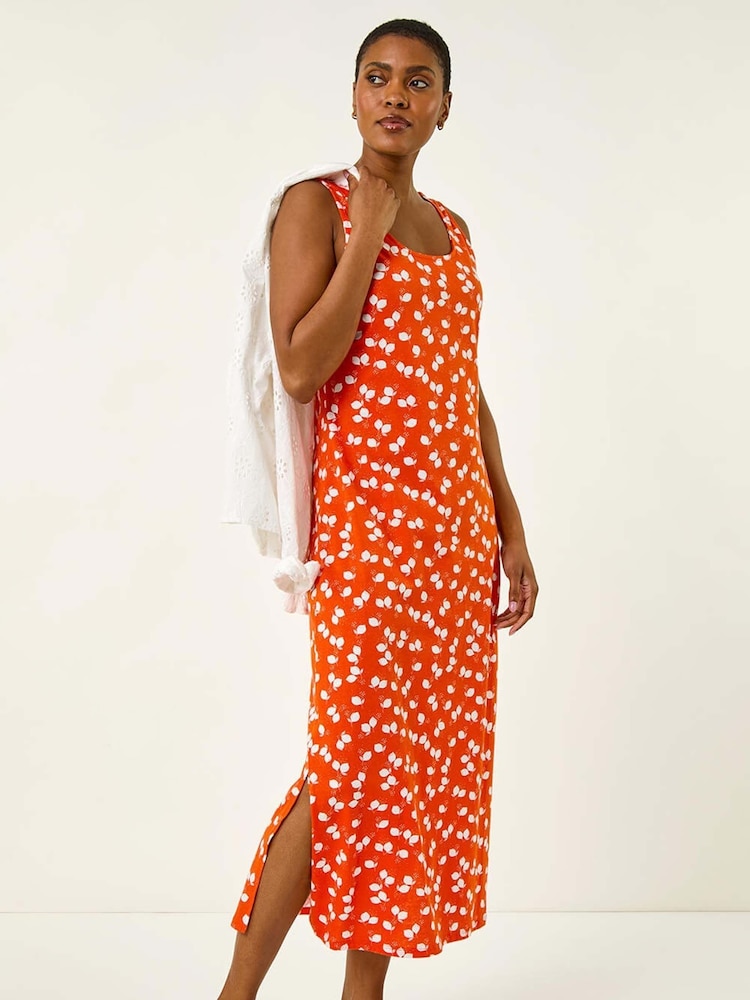 Roman Orange Lemon Print Maxi Dress - Image 2 of 5
