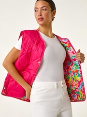 Roman Pink Quilted Funnel Neck Lined Gilet - Image 1 of 5