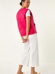 Roman Pink Quilted Funnel Neck Lined Gilet - Image 3 of 5