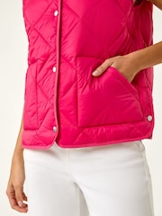 Roman Pink Quilted Funnel Neck Lined Gilet - Image 5 of 5